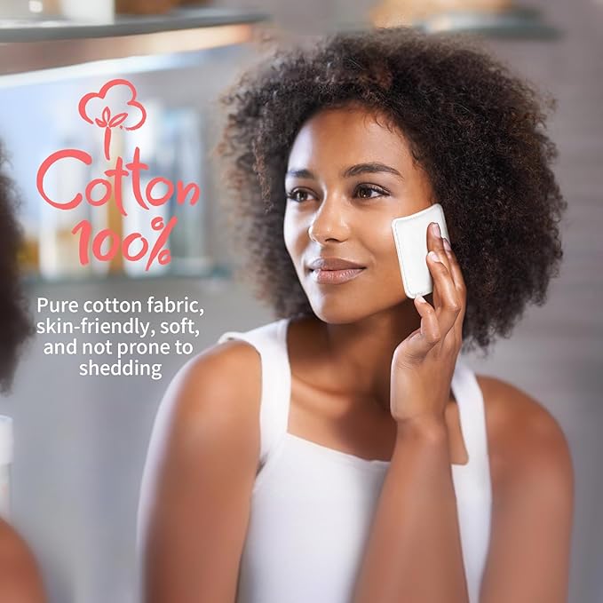 Clean Pads, 120 Count Not to Shed & Tear Face Pads, Unique Triple Layers, Textured & Ultra Soft Side, Square Cotton Pads for Makeup Removal, Cleansing, Skin Care etc.