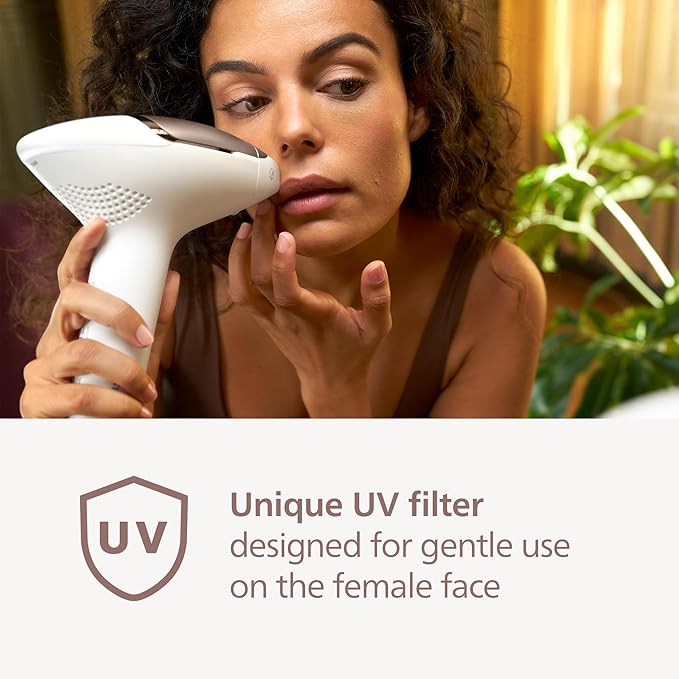 Philips Lumea 9000 Series IPL Hair Removal Device - Permanent Visible Hair Reduction Done at Home, SenseIQ Technology, 4 Attachments for Body, Face, Bikini & Underarms, for Women & Men, BRI984/03