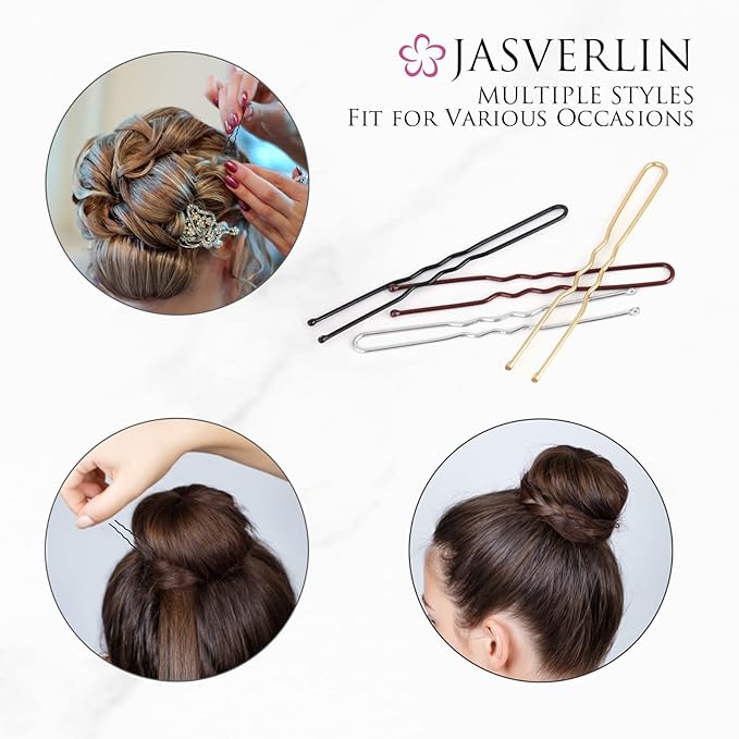 U Shaped Bobby Pins for Thick Bun Hairstyle, Ballet Hairpins for Women Girl Large Bunheads 2.4in 100pcs (Black)