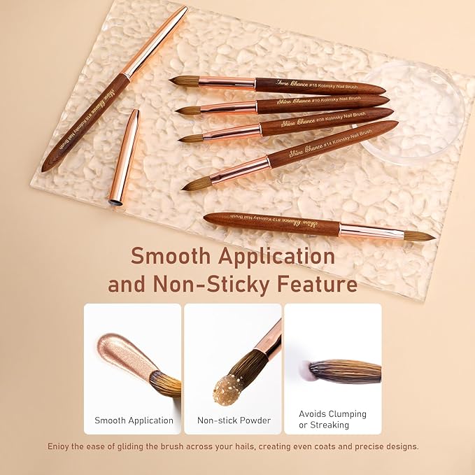 Acrylic Nail Art Brush Size 08, 100% Pure Kolinsky Hair Oval Nail Brush for Acrylic Application, Professional Nail Extension Manicure Tool Wooden Handle Nail Drawing Pen for DIY Home Salon