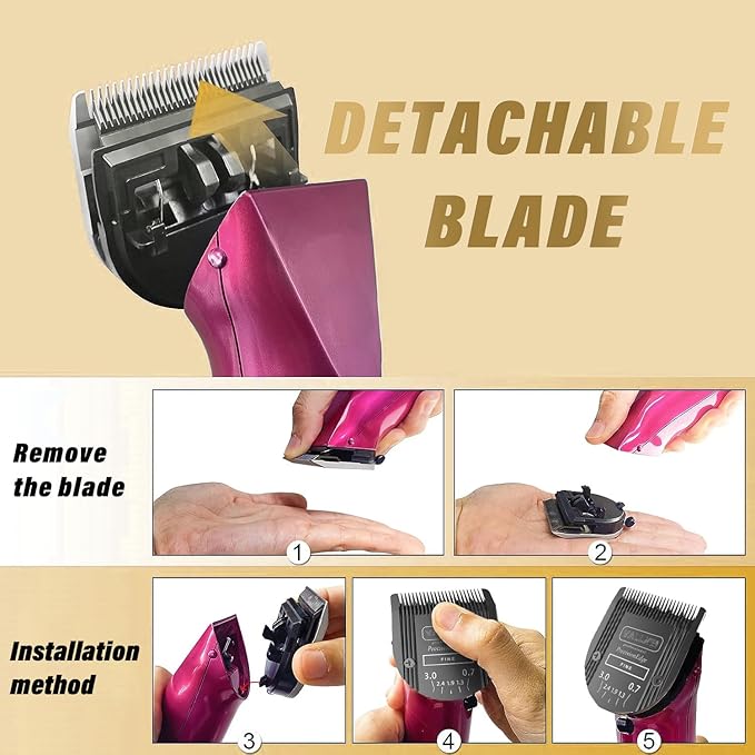 Detachable Adjustable Pet Dog Grooming Clipper 5-in-1 Blade Compatible with WAHL Professional Animal Blade Arco, Bravura, Chromado, Creativa, Figura, and Motion Pet, Dog, and Horse Clippers (Black)