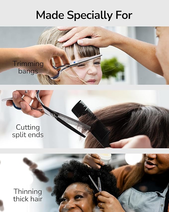 ULG Left-Handed Hair Thinning Scissors, Thinning Shear for Hair Cutting 6.5 inch Professional Barber Scissors Salon Texturizing Shears Made of Japanese Stainless Steel