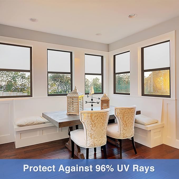 Volcanics Frosted Glass Window Privacy Film with Installation Tools, Removable Static Cling Bathroom Window Film, Heat Control UV Blocking, Peep-Proof, Ideal for Home Office 35.4 x 118 Inches