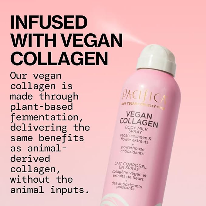 Pacifica Spray Lotion for Body - Vegan Collagen Body Milk Spray – Hydrating Moisturizer Mist Fast-Absorbing Instantly Hydrates & Softens Skin Jasmine & Vanilla Natural Scent Clean Beauty Non-Aerosol