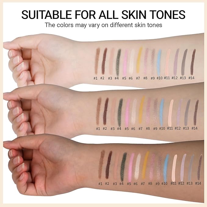 Erinde Waterproof Eyeshadow Stick, Cream Eye Shadow Stick, Long-Lasting, Crease-Proof, Cream to Powder Buildable & Blendable Eye Shadow Pencils Crayon, Vegan & Cruelty-Free, 08 Fancy