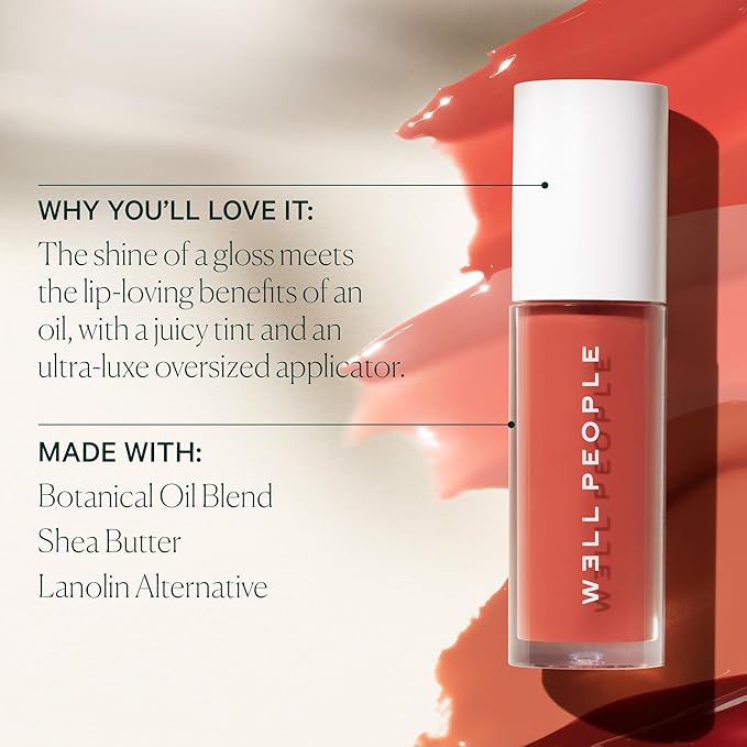 Well People Lush Lip Tinted Oil, Moisturizing Lip Oil For Nourishing & Conditioning Lips, Adds Sheer Color, Vegan & Cruelty-free, Daylily Petal