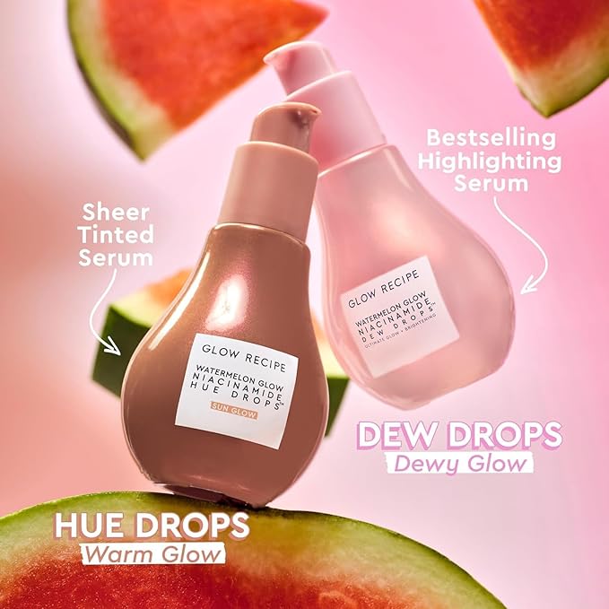 Glow Recipe Watermelon Niacinamide Dew Drops - Brightening, Plumping Hydrating Face Serum, Makeup Primer + Liquid Highlighter with Hyaluronic Acid - Dewy & Glowing Korean Skin Care (40ml)