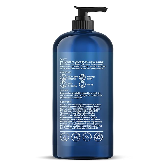 Botanic Hearth Tea Tree Oil Body Wash with Mint, 16 fl oz - Moisturizing, Soothing, Helps Control Fungal Infections, Deep Moisturization, Promotes Healthy Skin, Ethically Sourced