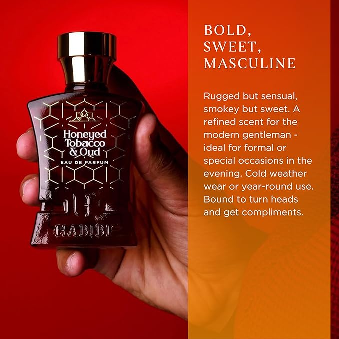 H HABIBI Honeyed Tobacco & Oud Perfume for Men – 2.5 oz (75ML) Long Lasting Arabian Cologne, Sensual Amber Woody Men Perfume, Luxury Fragrance Gift for Special Occasions