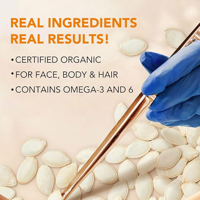 Pumpkin Seed Oil, Pumpkin Seed Oil for Hair Growth, Pure Cold Pressed Pumpkin Seed Oil for Dry Damaged Hair Growth, Hydrating, Scalp Moisturizer, Nourishment - 60ML