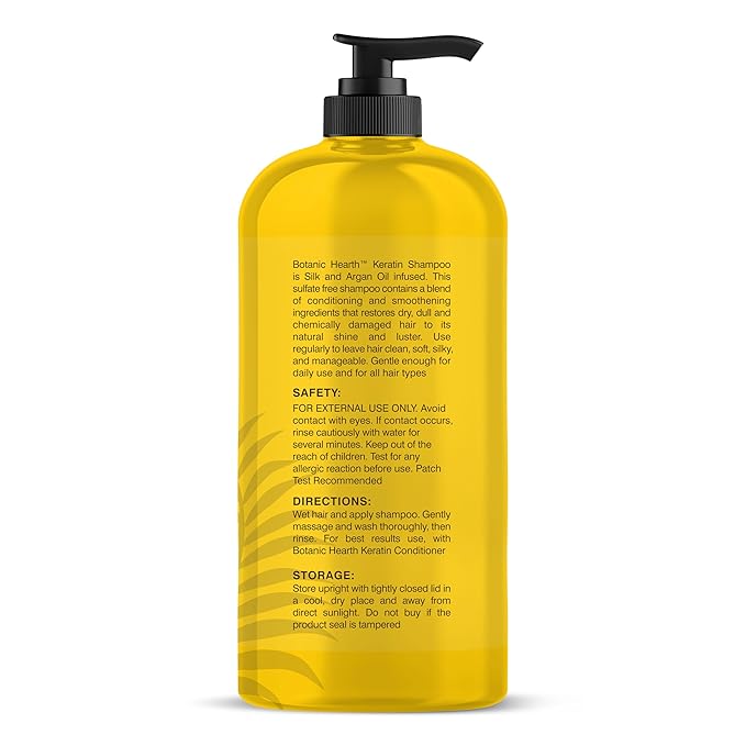 Botanic Hearth Keratin Shampoo | With Argan Oil, Collagen & Biotin | Best For Dry Damaged, Fizzy & Color Treated Hair | Hair Thickening & Sulfate Free | 16 Fl Oz (Pack Of 1)