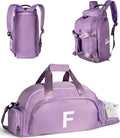 Travel Essentials-Gifts for Teenage Girls, Initial Gym Bags with Shoe Compartment, Girl Duffel Bag, Monogram Kid Overnight Bags, Bachelorette Party Wedding Gift (Letter F)