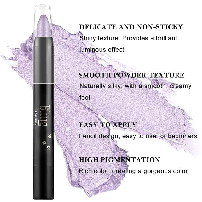 Boobeen Waterproof Eyeshadow Stick - Shimmer Cream Eyeshadow Pen for Easy Glitter Eye Makeup
