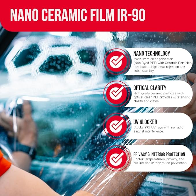 United Ultra Ceramic Window Tint 2PLY Nano Ceramic Film 70% 40Inch (Width) x 100Feet/Roll with High Heat Rejection 80-95% IRR - Car Window Tint Blocks UV/IR Rays Color Stability Adhesive Film