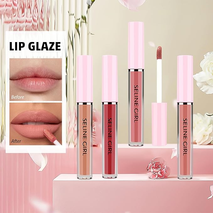 Matte Lip Gloss, Lip Gloss Silky Smooth Finish, Lipgloss Makeup Colorful and Creamy Texture, Lipstick for Every Occasion, Lip Oil Moisturizing and Hydrated #06