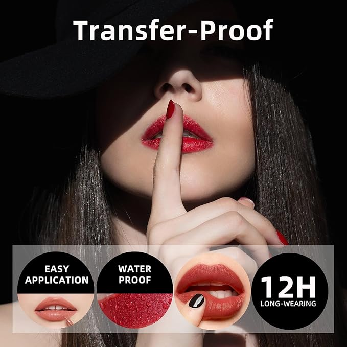 Deep Red Liquid Lipstick Matte Smudge Proof, Transfer Resistant Lip Color, Waterproof, Non-Transfer Formula (Bold Horizon)