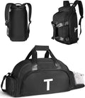 Sweet 16 Gifts for Girls, Initial Gym Bags with Shoe Compartment, Dance Bag for Girls, Monogram Kid Overnight Bags, Travel Duffle Tote-Perfect for Volleyball Sport Gymnastics (Letter T)