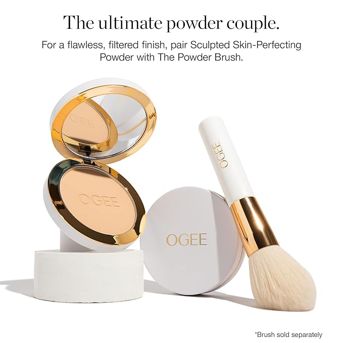 Ogee Sculpted Skin-Perfecting Makeup Setting Powder - Dune - FULL SET (Case & Refill) - Lightweight Powder Foundation Made with 70% Organic Ingredients
