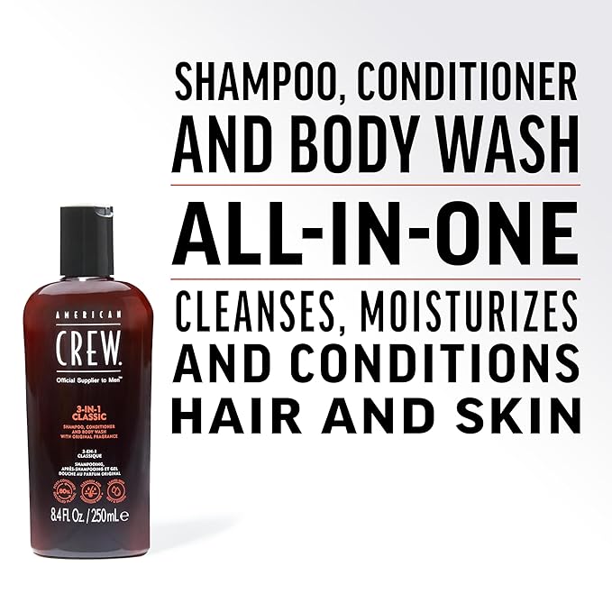 American Crew 3-in-1 Shampoo, Conditioner and Body Wash, Gift for Men, 15.2 fl oz