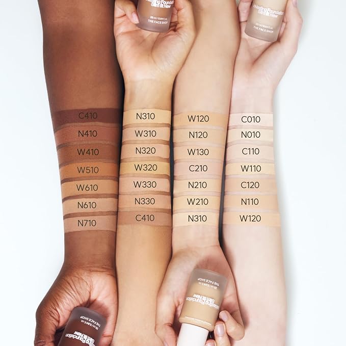 THE FACE SHOP Ink Lasting Liquid Foundation, Full Coverage, 72‑Hour Wear Semi‑Matte Finish, Makeup with Bakuchiol, C110 Apricot Beige, 0.84 Fl. Oz.