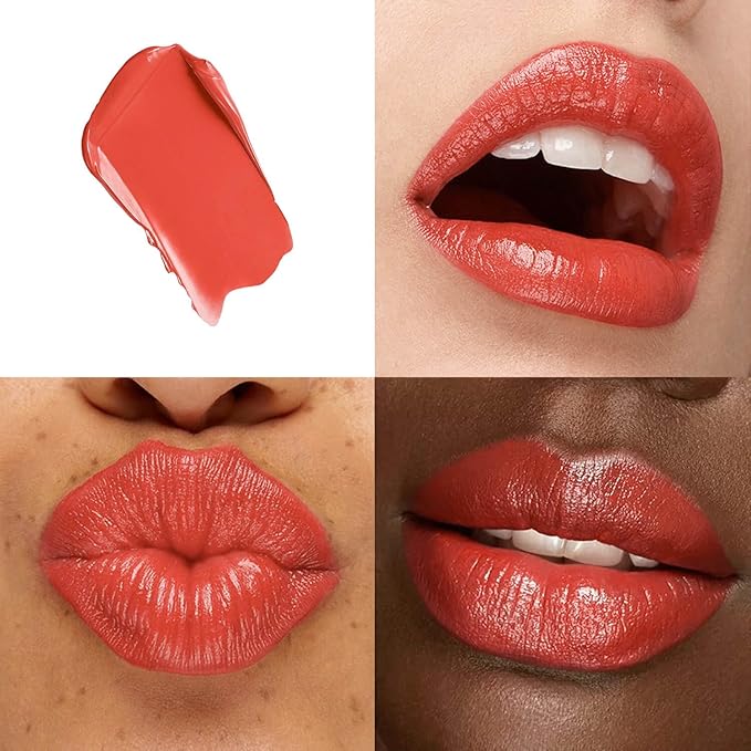 2-Pack Moisturizing Coral Red & Nude Lipstick Set – Hydrating Creamy Lip Color for Dry, Cracked Lips, Weightless Glossy Lip Balm with Vitamin E, Long Lasting Vegan Lipstick
