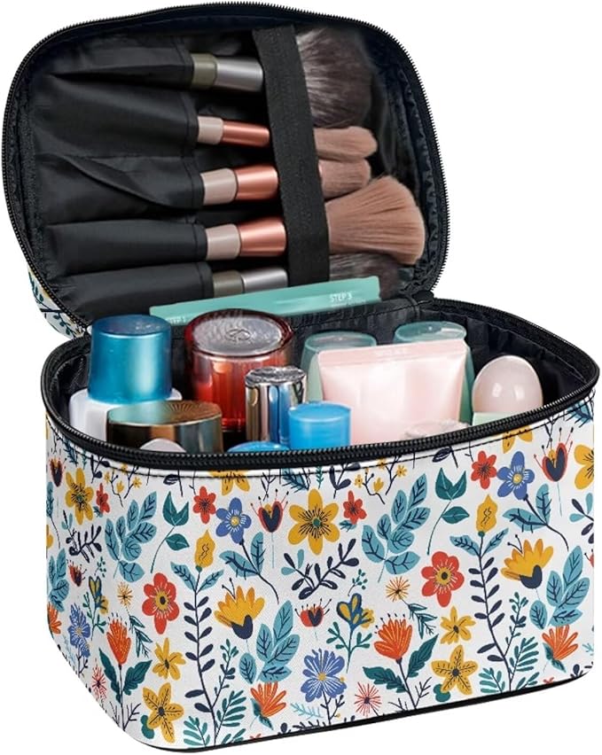 JoyLamoria Makeup Bag Pouch Cosmetic Bag Toiletry Bag Desk Cosmetics Pouch Storage Decor, Flower Blossoms