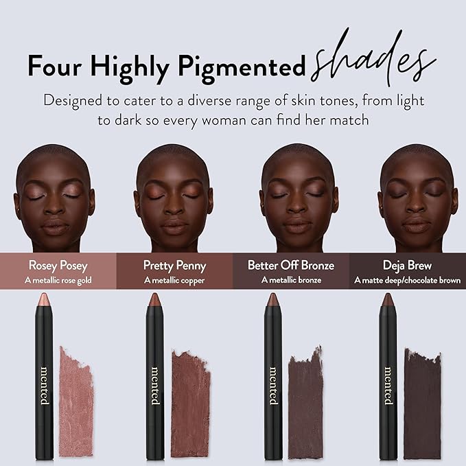 Mented Cosmetics Color Intense Eye Shadow Sticks, Cream Eyeshadow Stick Crayon, Easy-to-Apply Eye Shadow Pencils, Waterproof + Crease Proof Eyeshadow Stick Make Up, 0.05oz, Pretty Penny