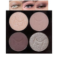 Nude Eyeshadow Quad Palette, Champagne Dusty Pink Plum Mauve Taupe Glitter Metallic Shimmer Matte High Pigment Mini Eyeshadow Eye Shadow Palette Makeup for older Women, Travel Size Built in Mirror
