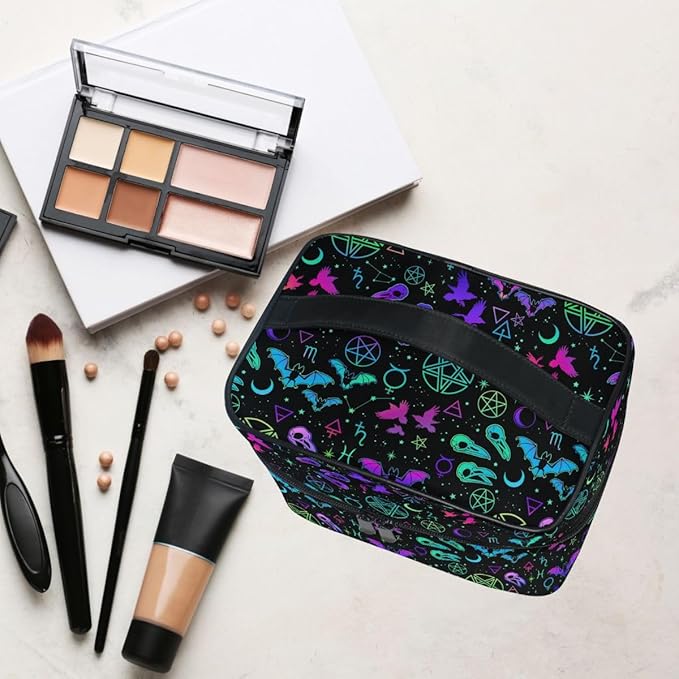 Makeup Bags, Gothic Different Magic Elements Makeup Organizer Bags Toiletry Bag Box Travel Cosmetic Bag Make Up Train Case for Women Teen Girl Ladies