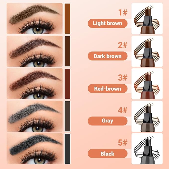 Microblading Eyebrow Pencils for Women,2026 Upgraded 3D Waterproof Eyebrow Pen,Long Lasting 4-Tip Brow Pencil, Eye Brow Pen for Natural Brows (Red Brown)