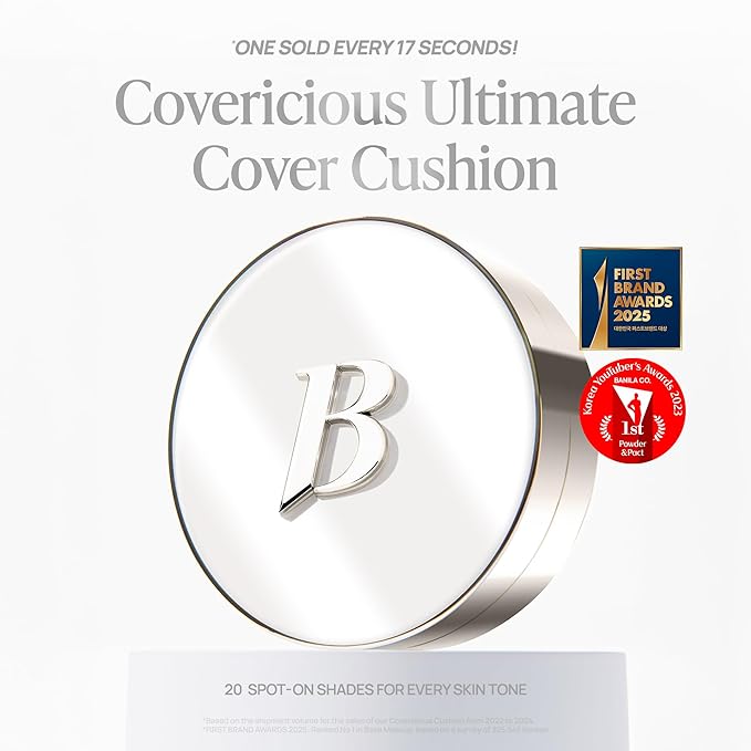BANILA CO Covericious Ultimate Cover Cushion | Up to 100HR Long-Wear Foundation | 20 Shades for All Skin Tones | Matte & Lightweight Finish | Korean Cushion Foundation (14g / 0.49 oz), 32N OAT
