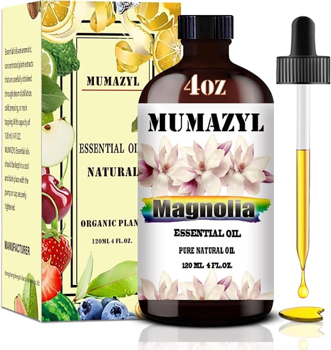Magnolia Essential Oil, Magnolia Oil 4 Fl Oz 120ML for Diffuser Humidifier Yoga Cleaning DIY Candle Soap Making Essential Oils
