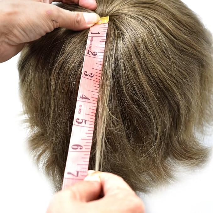 FACE MIRACLE Mens Toupee Lace Front Hairpieces Soft Human Hair Replacement System Natural Hairline Toupee for Men French Lace Poly V-Looped Mens hair Units 6"X8" 6# LIGHT BROWN