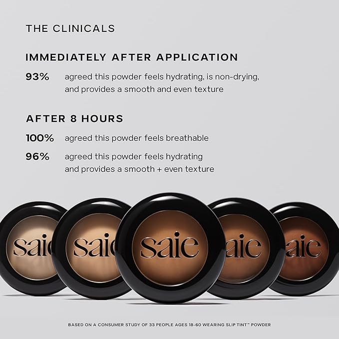 Saie Slip Tint Baked Setting Powder - Translucent Powder for Face Makeup with a Natural-Radiant Finish - Blurs, Brightens & Smooths Complexion - Translucent 3 - Medium to Tan (0.24 oz)
