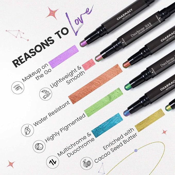 CHARMACY Multichrome 2 in 1 Cream Eyeshadow Stick, Waterproof Eye Brightener Highlighter Stick Makeup, High Pigmented, Smudge-Proof, Vegan & Cruelty-Free (#903)