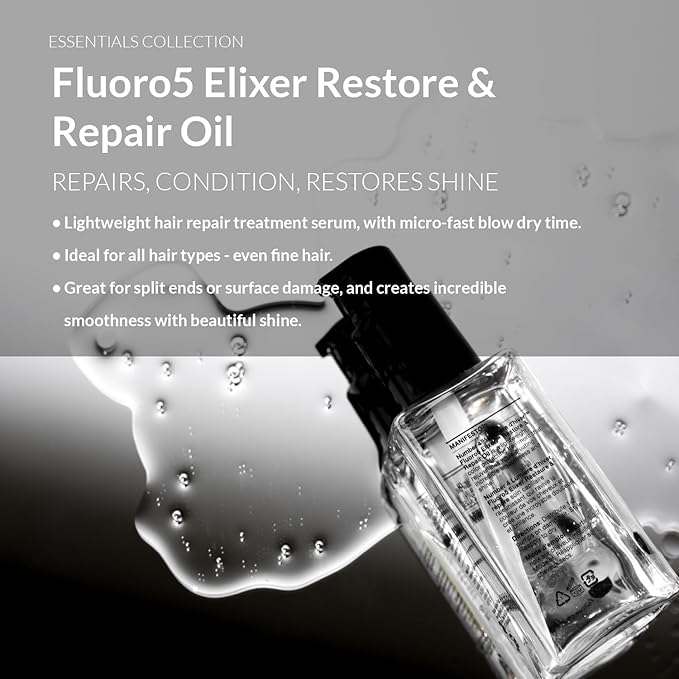 Number 4 Hair Oil, Fluoro5 Elixir Restore & Repair, Anti Frizz Serum for Damaged Hair, 2.0 oz – N4 Hair Care