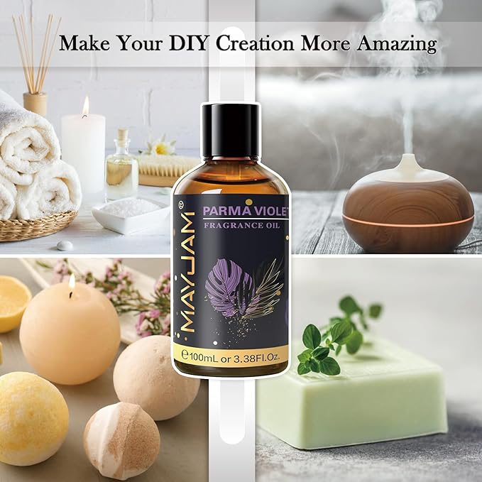 MAYJAM 100ML/3.38FL.OZ Parma Violet Fragrance Oils with Glass Dropper, Essential Oils for Diffusers for Home, Long Lasting Scented Oils for Diffusers Soap Candle Making