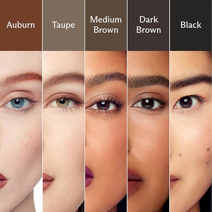 3-in-1 Brow Pencil - Vegan, Smudge-Proof, with Spoolie Brush and Clear Gel - Best Eyebrow Pencil for Fluffing, Filling, and Setting Brows, Black