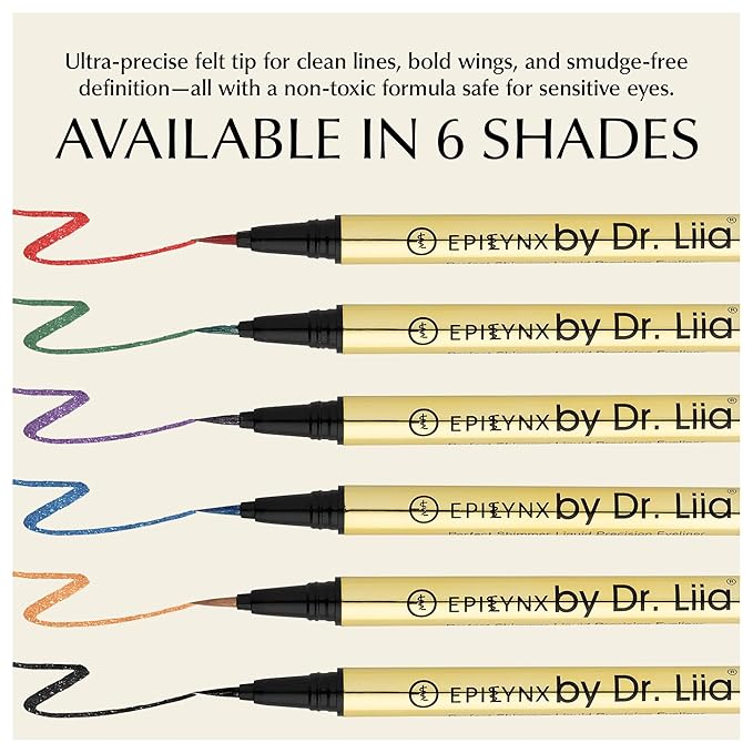 EPILYNX Waterproof Liquid Eyeliner - Smudge-Proof, Long-Lasting Vegan Liquid Eyeliner Pen with Precision Tip for Smooth Application, Gluten-Free, Hypoallergenic Eye Liner - 2mL Shimmer Spring Green