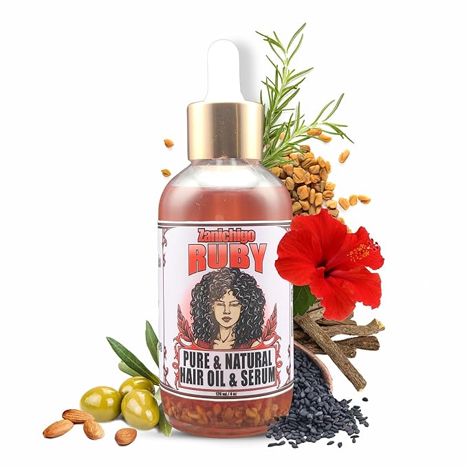 Ruby Hair Oil – Fenugreek Strengthening Serum for Dry, Damaged, Frizzy & Coarse Hair | Anti-Hair Fall | Anti-Hair Loss Hair Growth Oil Treatment | All-Natural | 4 Ounce