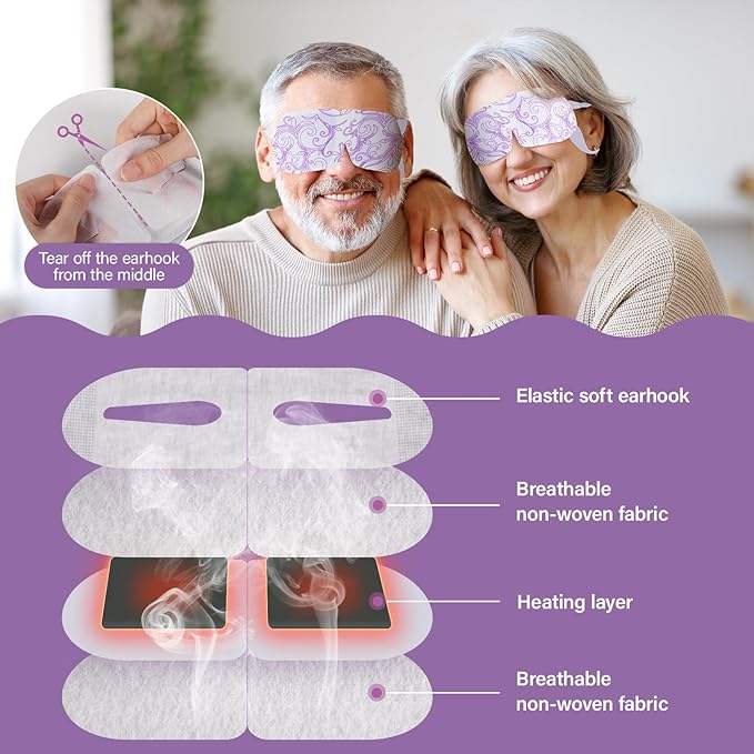 ProCIV 16 Packs Steam Eye Masks for Dry Eyes Self Heated Eye Mask Disposable Sleep Mask Soothing Headache Relief Dry,Hot Warm Compress for Stress Relief Relief Eye Fatigue, Spa Gifts