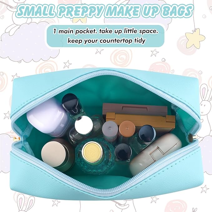 Gifts for Girls Initial Makeup Bag Personalized Cosmetic Bag with Zipper Cute Travel Toiletry Bag Waterproof PU Preppy Makeup Pouch Birthday Gift for Teen Girls Women(Blue B)