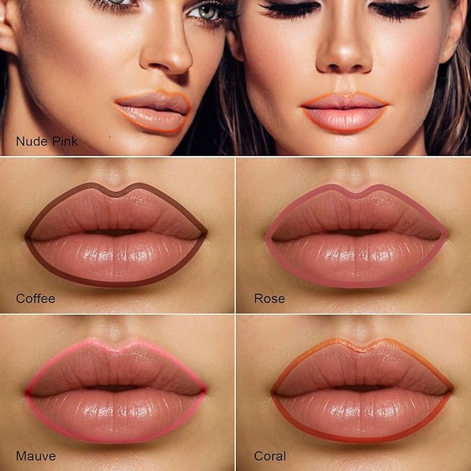 Lip Stain - Peel Off Lip Liner, Long Lasting Lip Liner with Matte Finish, Waterproof & Transfer Proof Lip Gloss, Non-Stick Cup & Highly Pigmented Color, Easy to Use for All Skin Types (Rose)