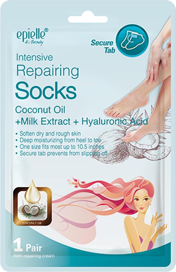 Epielle Intensive Repairing Foot Mask 6 Pairs, Deep Moisturizing Socks for Dry, Cracked Feet, Self Care Gifts for Women, Spa Kit, Stocking Stuffers, Thanksgiving Essentials
