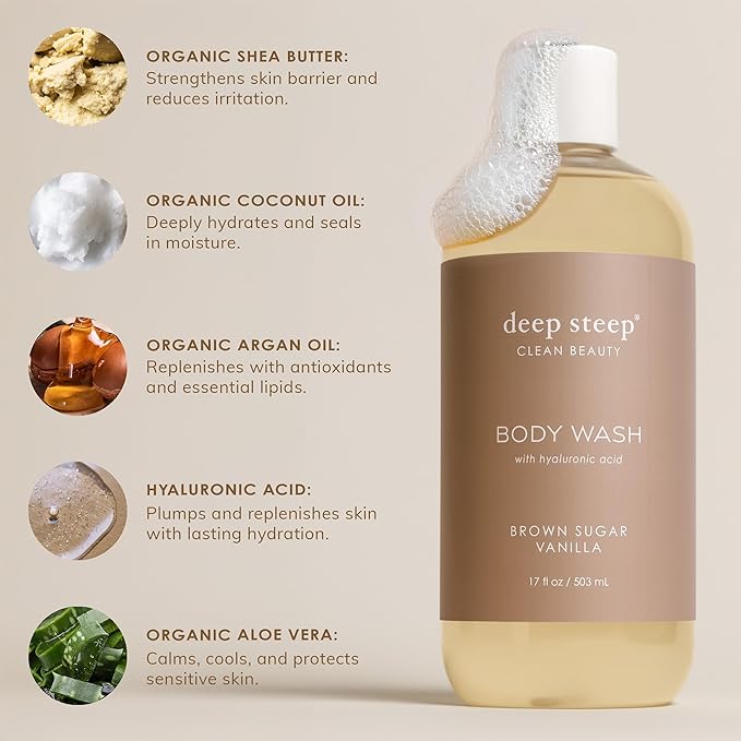 Deep Steep Body Wash, Fresh Lavender, 17 oz – Hydrating Shower Gel with Hyaluronic Acid, Shea Butter, Aloe Vera & Argan Oil – Vegan, Clean Beauty, Clean & Refreshed Skin