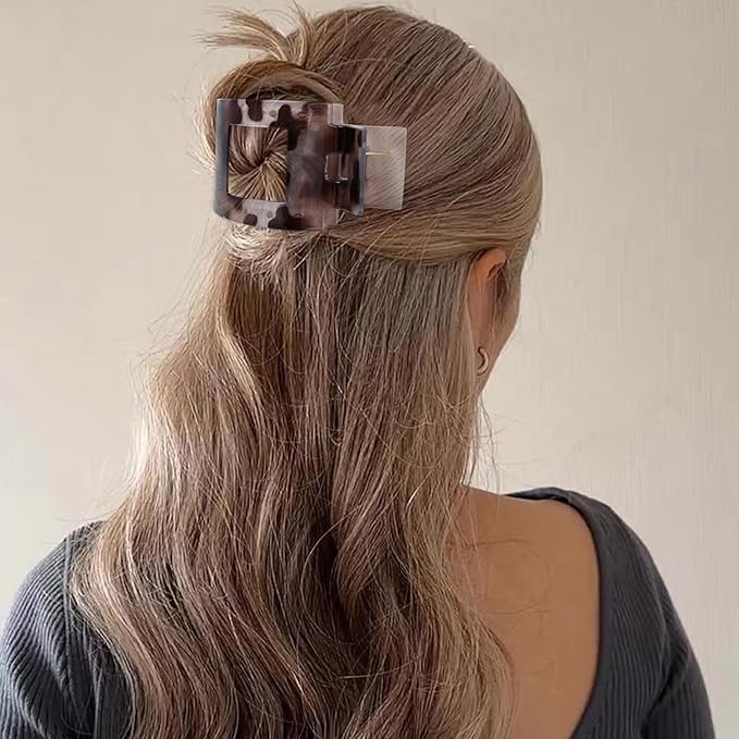 Velscrun Flat Hair Clips for Women Girls, Bright Leopard Color Lay Flat Claw Clips, Strong Hold Large Hair Clip for Thick Hair, French Duck Billed Hair Jaw Claw Clip, Non Slip Grip for Daily Styling