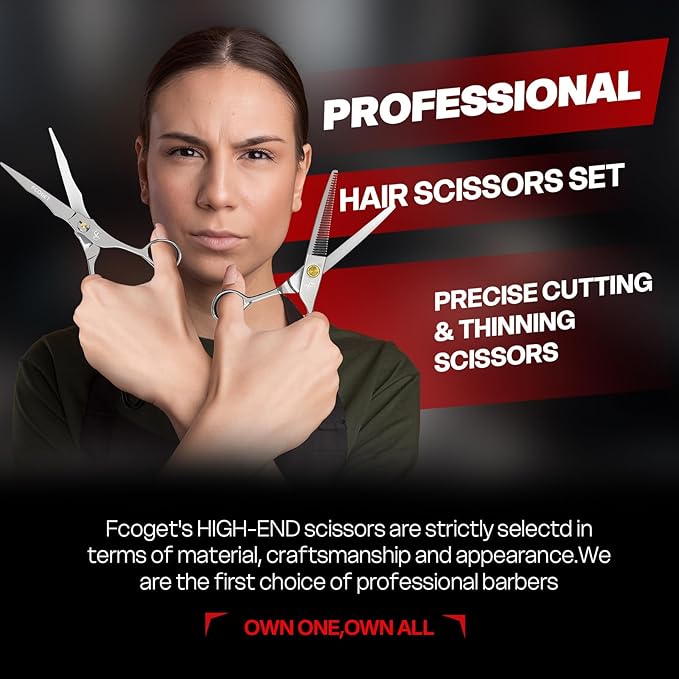 Professional Barber Hair Cutting Scissors Shears Right Hand - 6.8" HIGH-END Extremely Sharp Haircut Scissors Professional Hairdressing Shears 440C Stainless Steel for Salon Home Stylists Silver