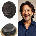 Toupee for Men French Lace Center Human Hair Replacement Systems Transparent Lace Center Hair Piece Mens Toupee Hair Units for Man V-Looped Front Male Hair Prosthesis 7"X10" #2 Darkest Brown