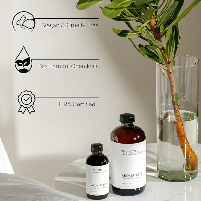 AromaTech The Hotel Aroma Essential Oil Blend: Luxury Hotel Inspired Aromatherapy with Lemon, Lavender, Peach & Pine for Ultrasonic Diffusers & Nebulizers - 0.3 fl oz, 10 mL