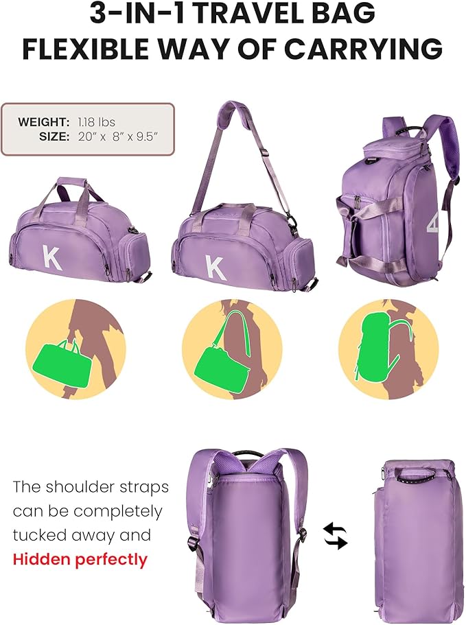 Preppy Stuff-Travel Essentials-Gifts for Girls 16-18, Initial Gym Bags with Shoe Compartment, Dance Bag for Girls, Monogram Kid Overnight Bags, 12 Year Old Girl Birthday Gifts (Letter J)